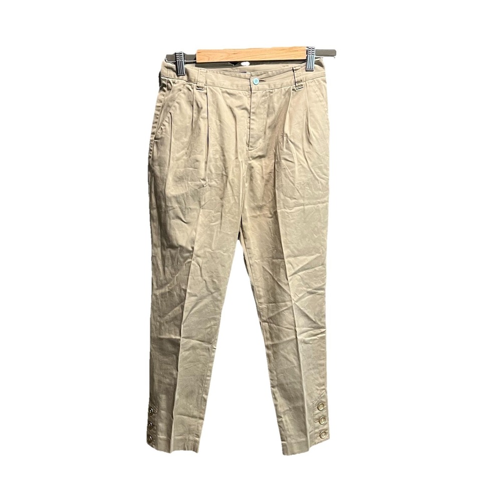 Burberry London Blue Label‎ Khaki Pleated Ankle Buttons Women's Pants Size 38